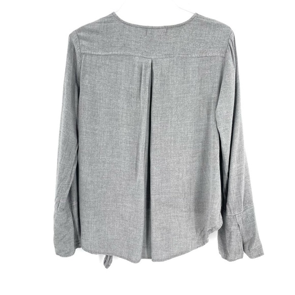 Anthropologie Cloth & Stone Gray Side Tie Bell Sleeve High Low Tunic Top - Picture 3 of 5